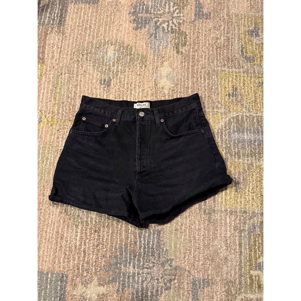 AGOLDE Parker Vintage Cut Off Jean Shorts Size 28 Black Denim High Rise